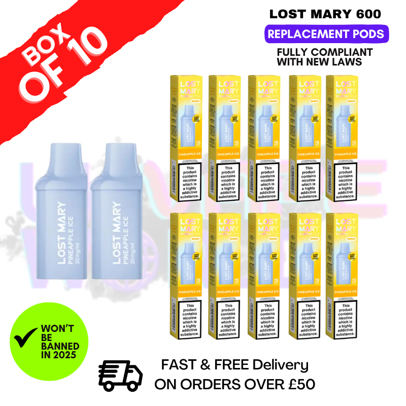 Pineapple ICE Lost Mary 600 Puff Replacement Pods Box Of 10