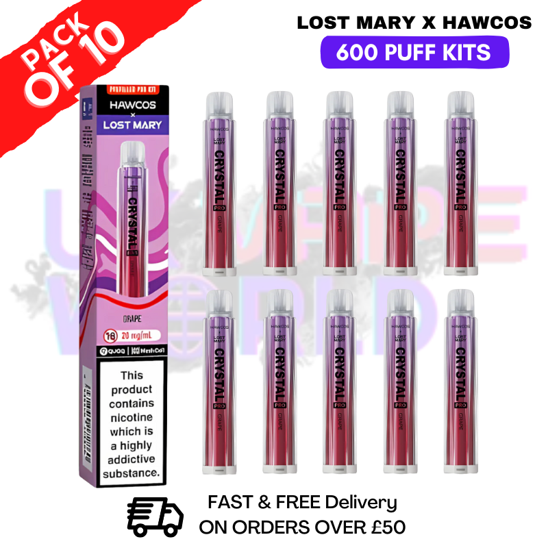 Grape Lost Mary Crystal Pro 600 KITS Box Of 10