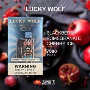LUCKY WOLF BLACKBERRY POMEGRANATE CHERRY ICE – 7000 PUFFS