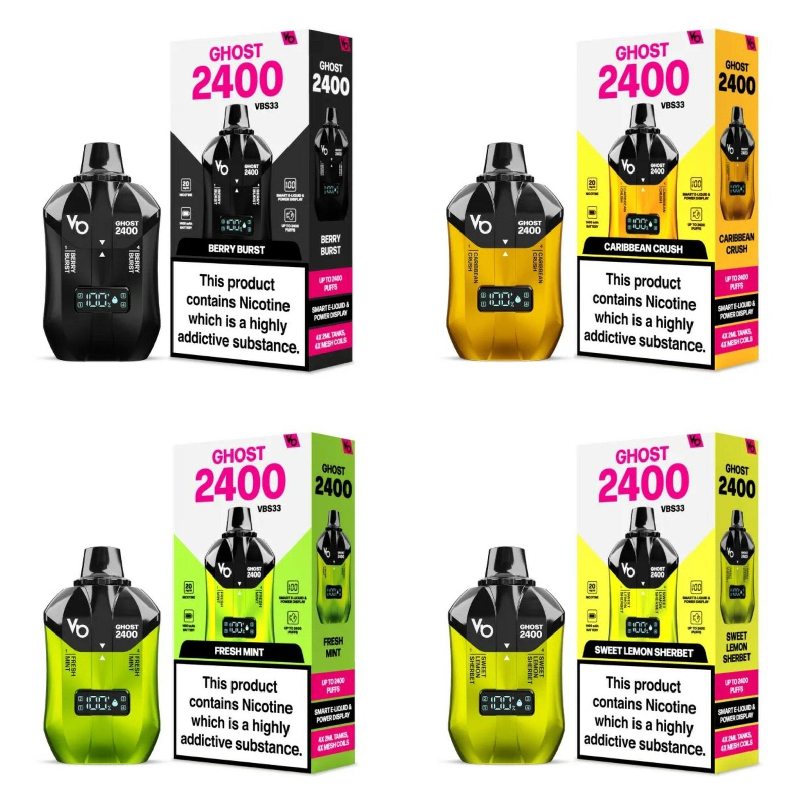 vapes bars ghost 2400 puffs 4 in 1 pre filled pod kit