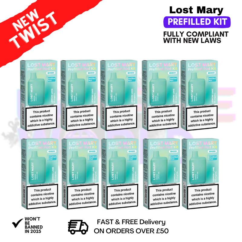 Lemon Lime Lost Mary 600 Puff Bars Pack Of 10 (NEW)